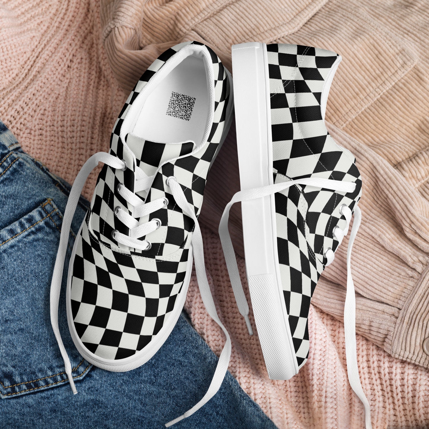 Women’s Lace-up Checkered Canvas Sneakers