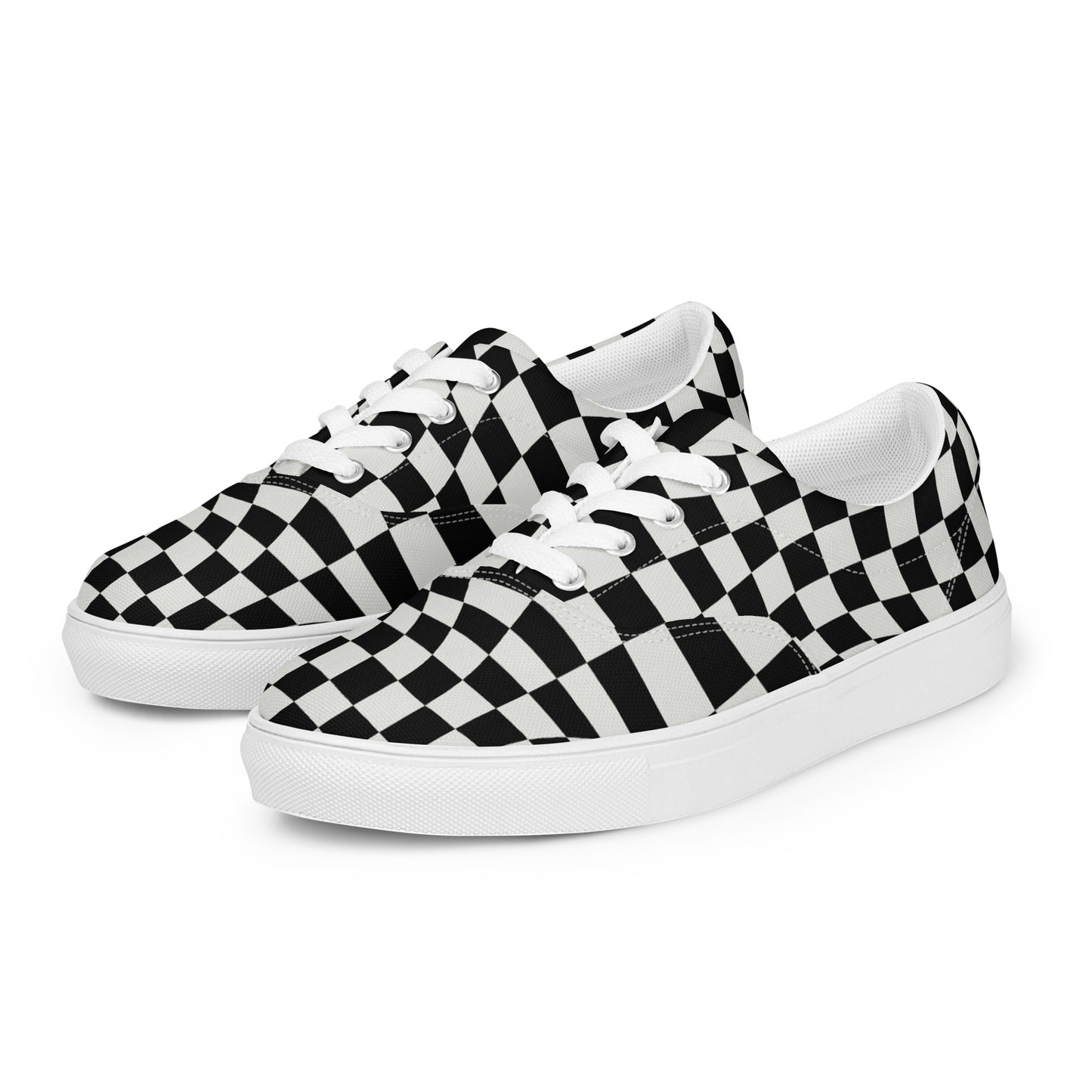 Women’s Lace-up Checkered Canvas Sneakers