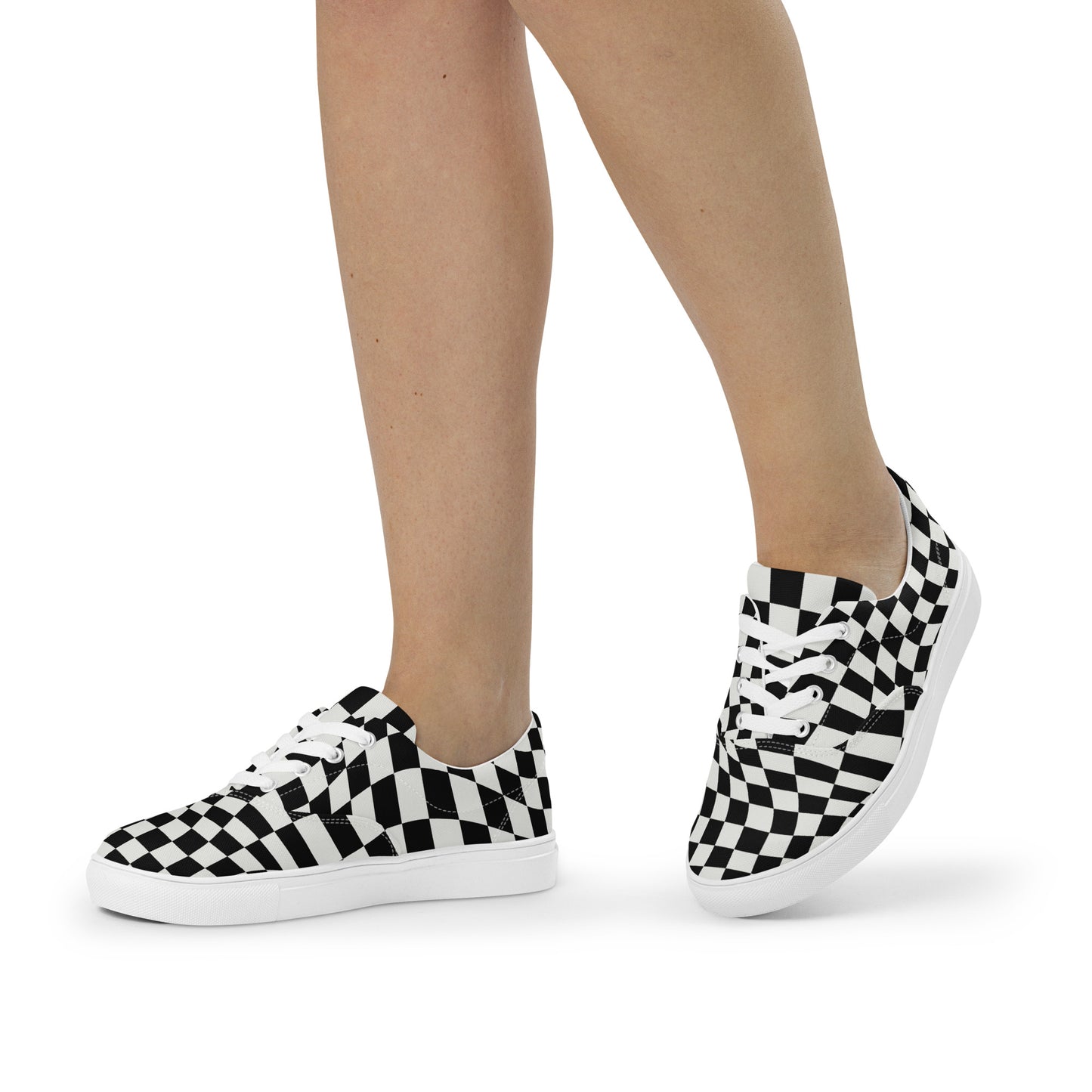 Women’s Lace-up Checkered Canvas Sneakers
