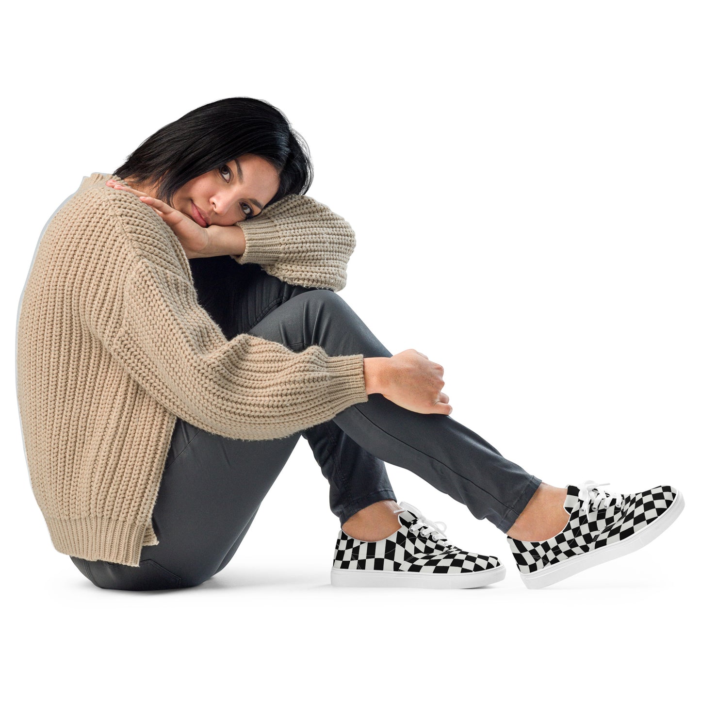 Women’s Lace-up Checkered Canvas Sneakers