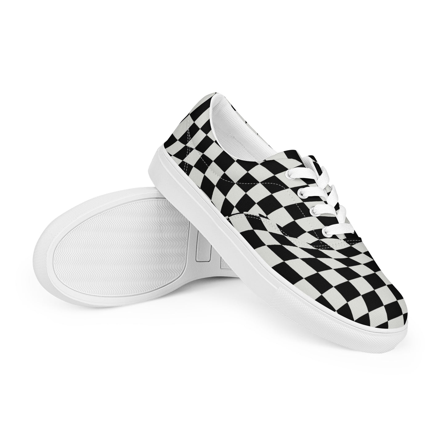 Women’s Lace-up Checkered Canvas Sneakers