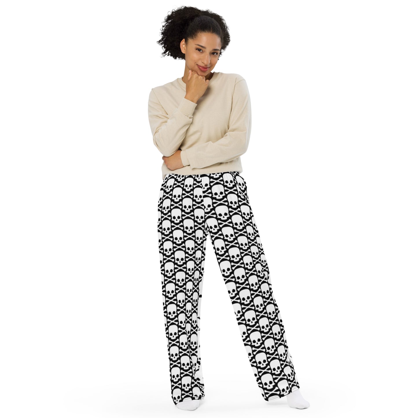 Skull and Cross Bones All-over print unisex wide-leg pants