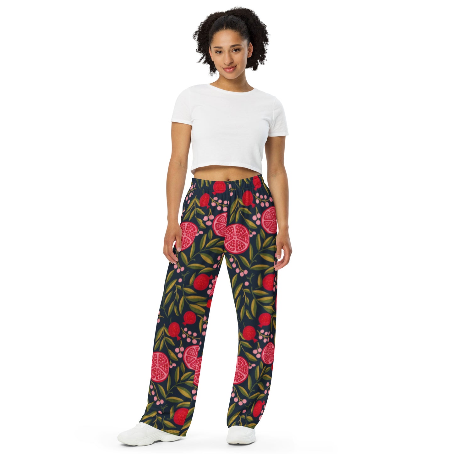 All-over Pomegranate unisex wide-leg pants